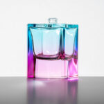 Luxury perfume – The reflections of the bottle appear like those of the Aurora borealis